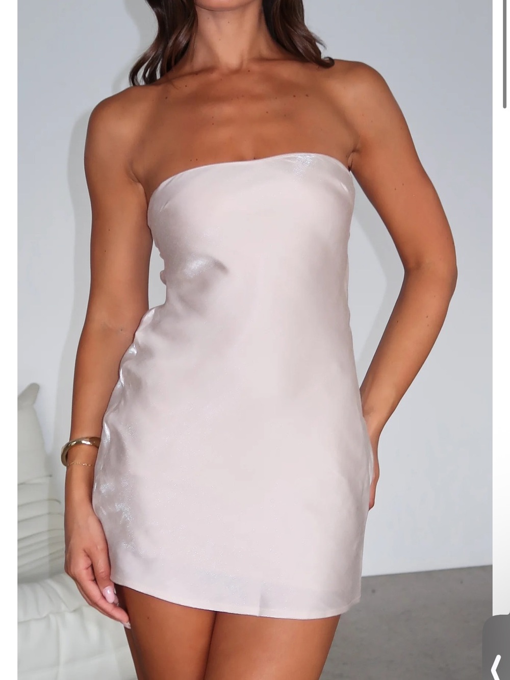 Strapless Satin Mini Dress - champagne